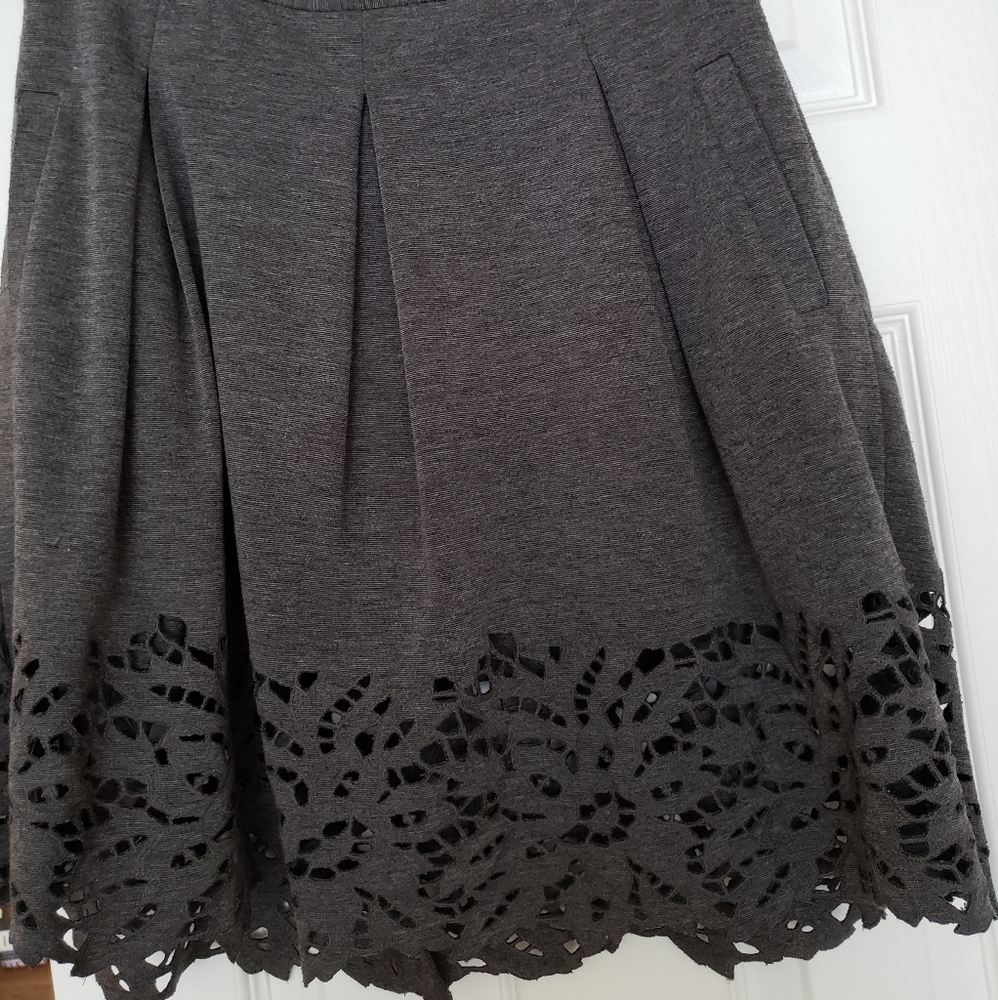 BCBG MaxAzria Gray Skirt with Lace Cutouts